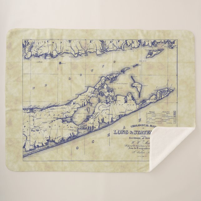 Long Island The Hamptons Map Distressed Sherpadecke (Vorderseite (Horizontal))