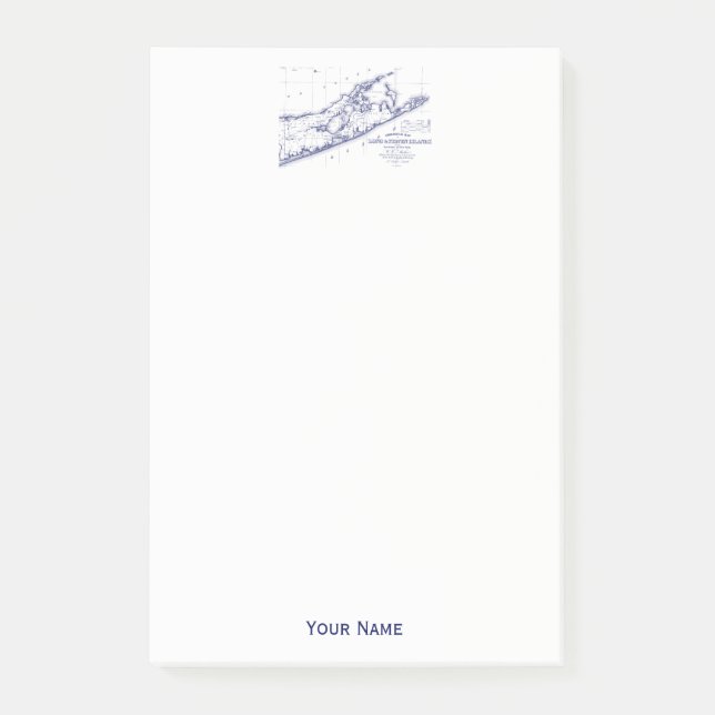 Long Island The Hamptons Map Post-it Klebezettel (Vorderseite)