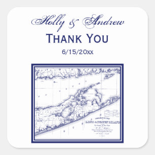 Long Island The Hamptons Map Quadratischer Aufkleber