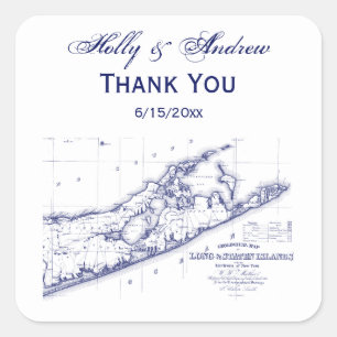 Long Island The Hamptons Map Quadratischer Aufkleber