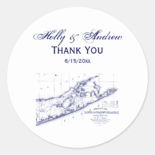 Long Island The Hamptons Map Runder Aufkleber