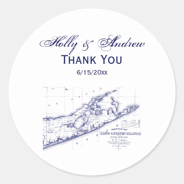Long Island The Hamptons Map Runder Aufkleber (Vorderseite)