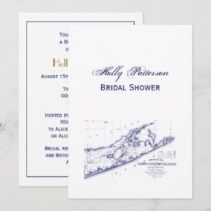 Long Island The Hamptons Map VC Brautparty Einladung