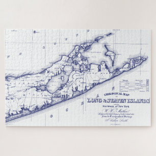 Long Island The Hamptons Map VC Canvas Print Puzzle