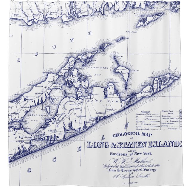 Long Island The Hamptons Map VC Duschvorhang (Vorderseite)