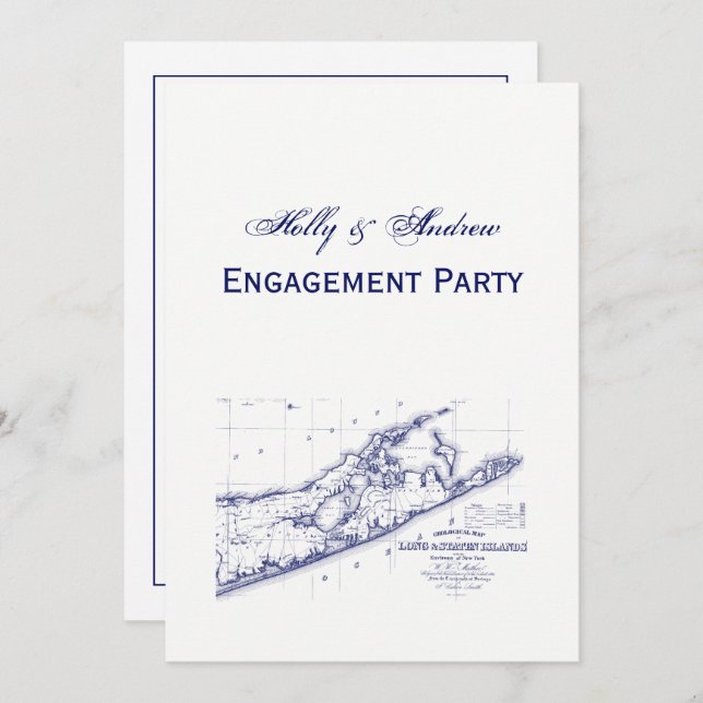 Long Island The Hamptons Map VC Einladung (Vorne/Hinten)