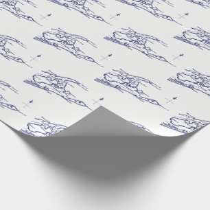 Long Island The Hamptons Map VC Geschenkpapier