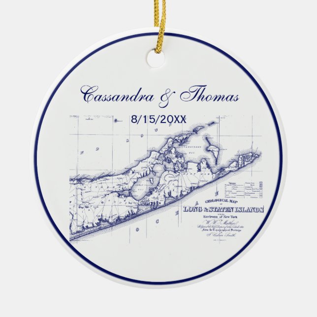 Long Island The Hamptons Map VC Keramikornament (Vorne)