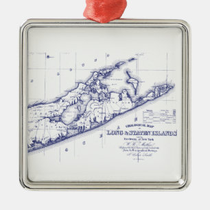 Long Island The Hamptons Map VC Ornament Aus Metall
