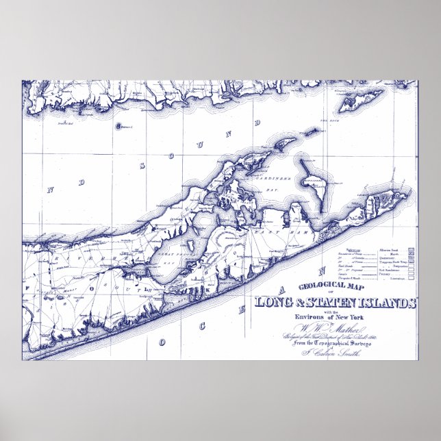 Long Island The Hamptons Map VC Poster (Vorne)
