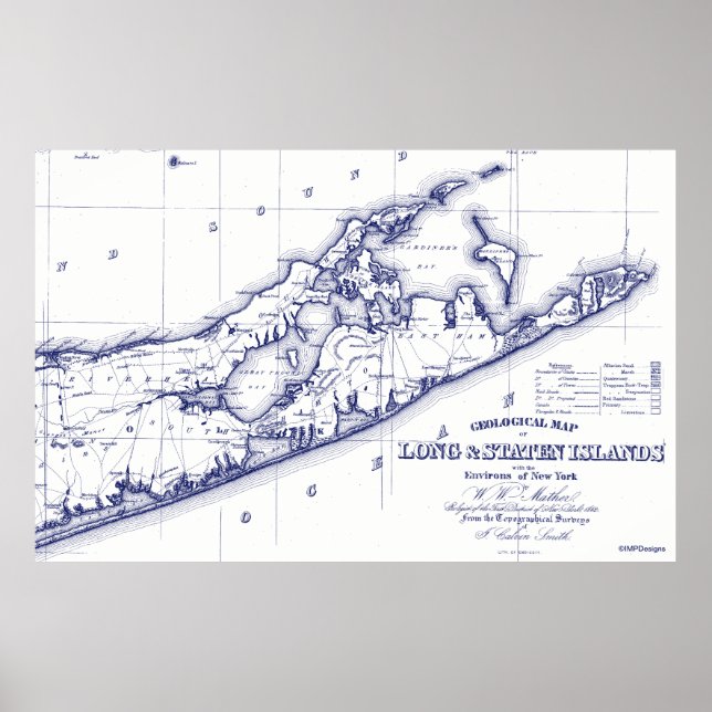 Long Island The Hamptons Map VC Poster (Vorne)