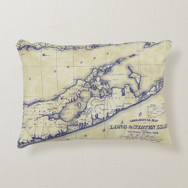 Long Island The Hamptons Map VC Tee erhalten gebli Dekokissen (Vorderseite)