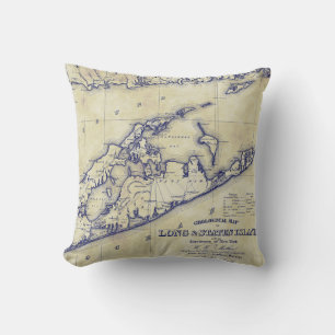 Long Island The Hamptons Map VC Tee erhalten gebli Kissen