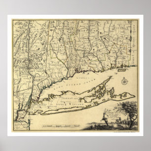 Long Island und Connecticut Karte 1780 Poster