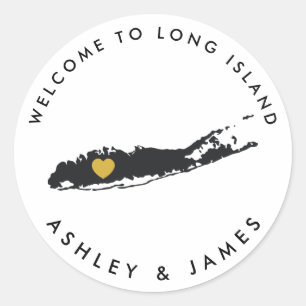 Long Island Wedding Welcome Sticker Tag Gold Black