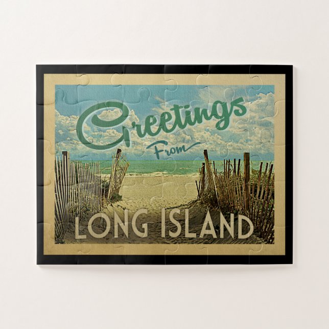 Long- Islandstrand-Vintage Reise Puzzle (Horizontal)