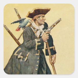 „Long John Silver“ aus „Treasure Island“ Quadratischer Aufkleber