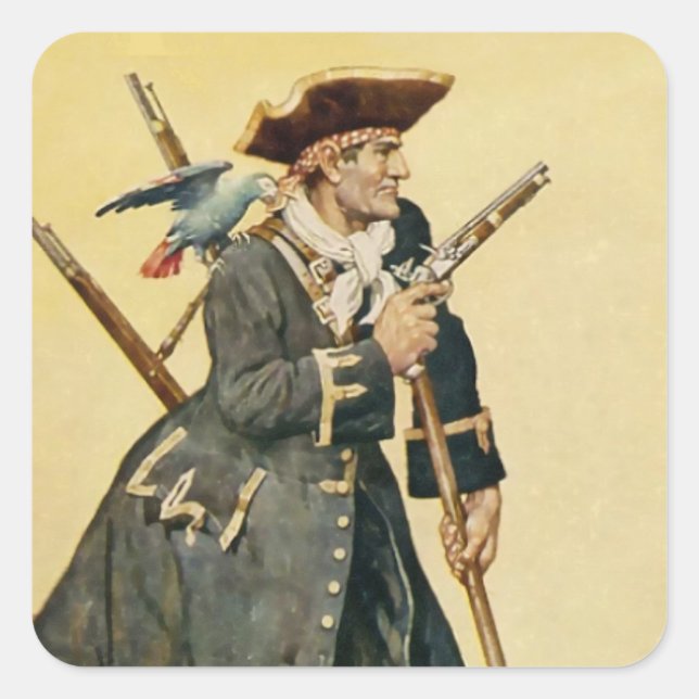 "Long John Silver" von "Treasure Island" Quadratischer Aufkleber (Vorderseite)
