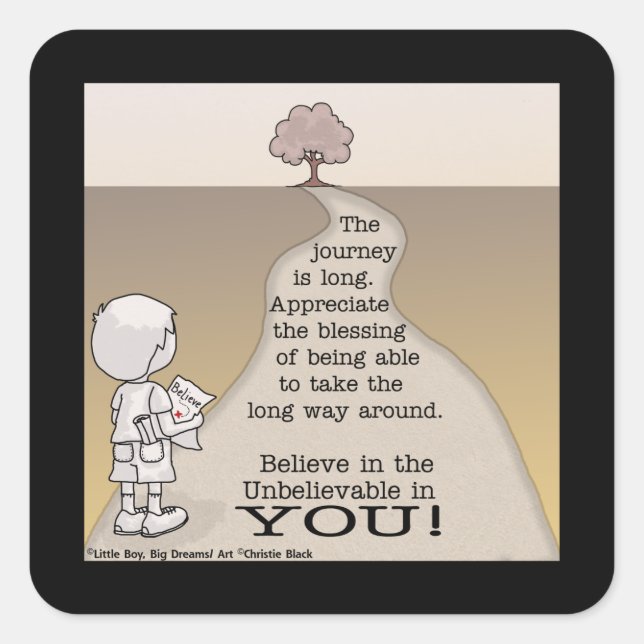 Long Journey Quadratischer Aufkleber (Vorderseite)
