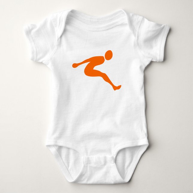Long Jump - Orange Baby Strampler (Vorderseite)