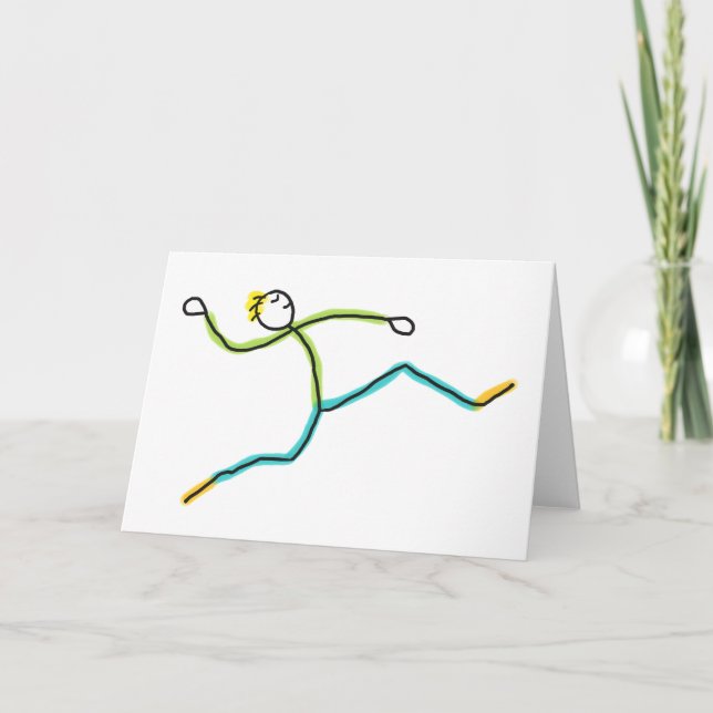 Long Jump Stickman Karte (Vorderseite)