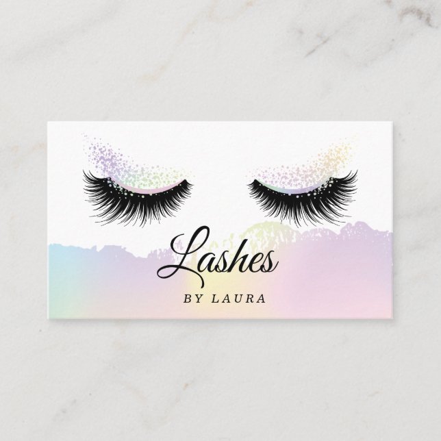 Long Lash Extension Makeup Artist Holographic Visitenkarte (Vorderseite)