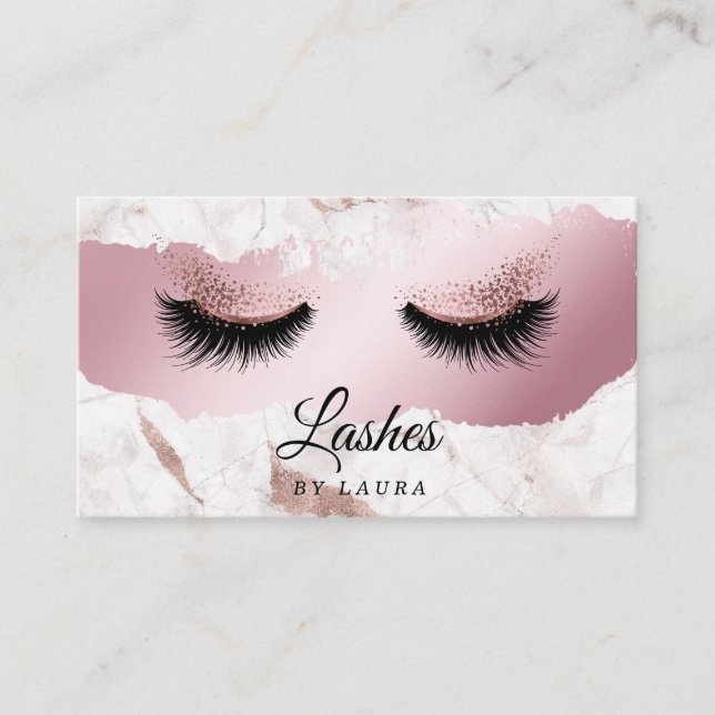 Long Lash Extension Makeup Rose Gold Visitenkarte (Vorderseite)