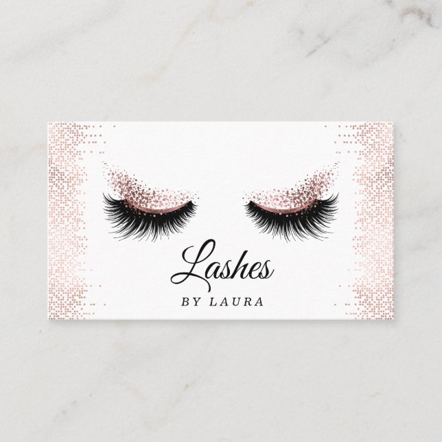 Long Lash Extension Makeup Rose Gold Visitenkarte (Vorderseite)