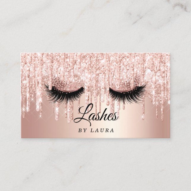 Long Lash Extension Makeup Rose Gold Visitenkarte (Vorderseite)