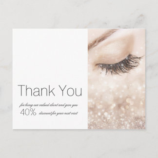 Long Lashes Glitzer Beige Creme Vielen Dank Postkarte