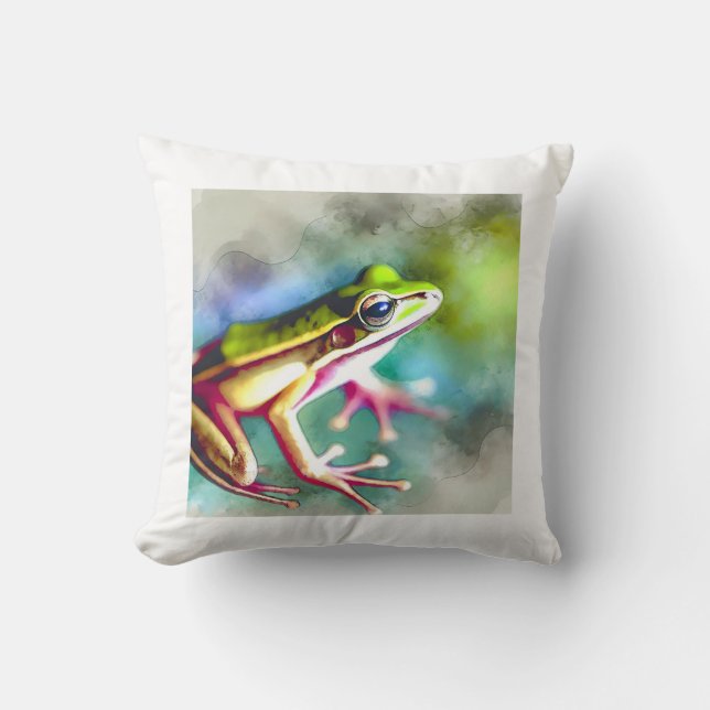 Long legged frog 100924AREF149 - Watercolor Kissen (Vorderseite)
