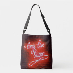 Long Live Bacon Neon Sign, Bacon Liebhaber Tragetaschen Mit Langen Trägern
