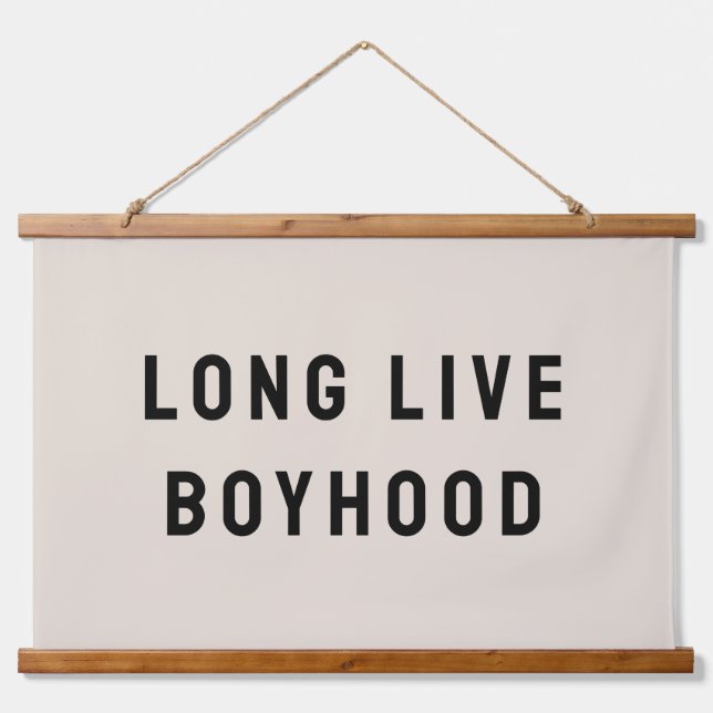 Long Live Boyhood Boy's Room Kinderzimmer Wandteppich Mit Holzrahmen (Vorne)