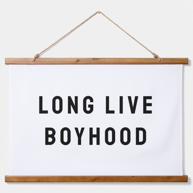 Long Live Boyhood Boy's Room Kinderzimmer Wandteppich Mit Holzrahmen (Vorne)