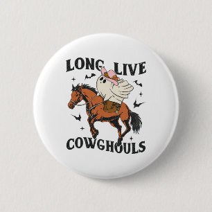Long Live Cowghouls Niedlich Ghost Cowgirl Hallowe Button