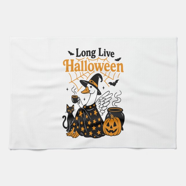 Long Live Halloween Goose Witch Geschirrtuch (Horizontal)