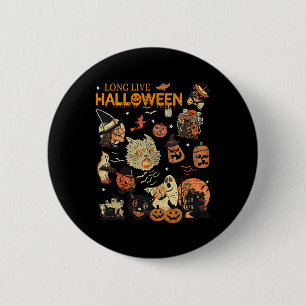 Long Live Halloween Vintag Pumpkin Hexe Ghost Bl Button