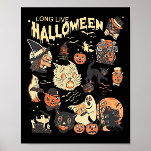 Long Live Halloween Vintag Pumpkin Hexe Ghost Bl Poster