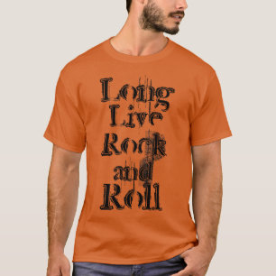 Long Live Rock und Roll Black Grunge Text T-Shirt