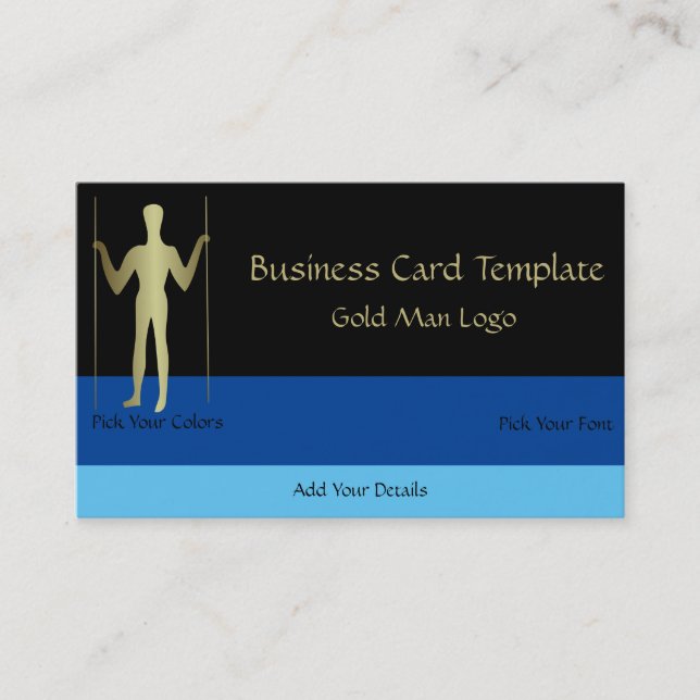 Long Man - Simple Gold Man Logo Visitenkarte (Vorderseite)