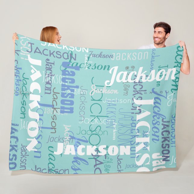 Long Name Graffiti Muster Typografie Blue Aquamari Fleecedecke (Beispiel)