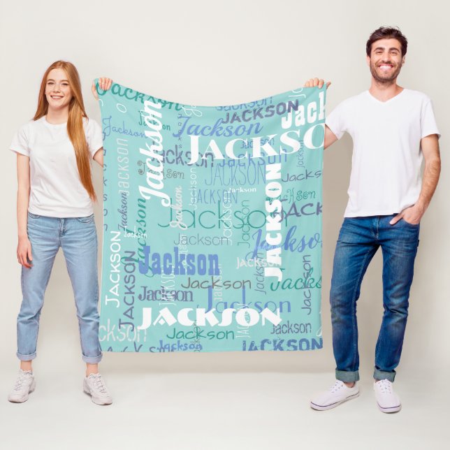 Long Name Graffiti Muster Typografie Blue Medium Fleecedecke (Beispiel)