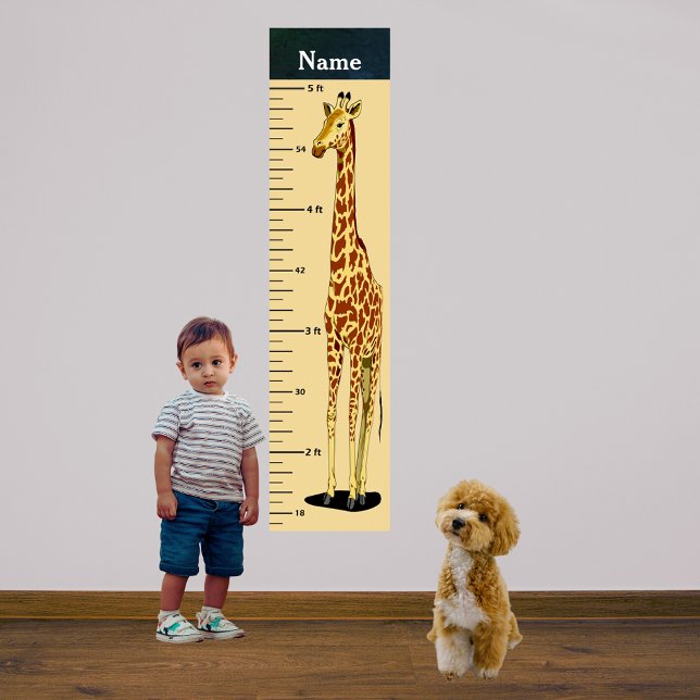 Long Neck Giraffe Growth Chart addieren Kindername Poster (Long Neck Giraffe Growth Chart Add Child's Name)