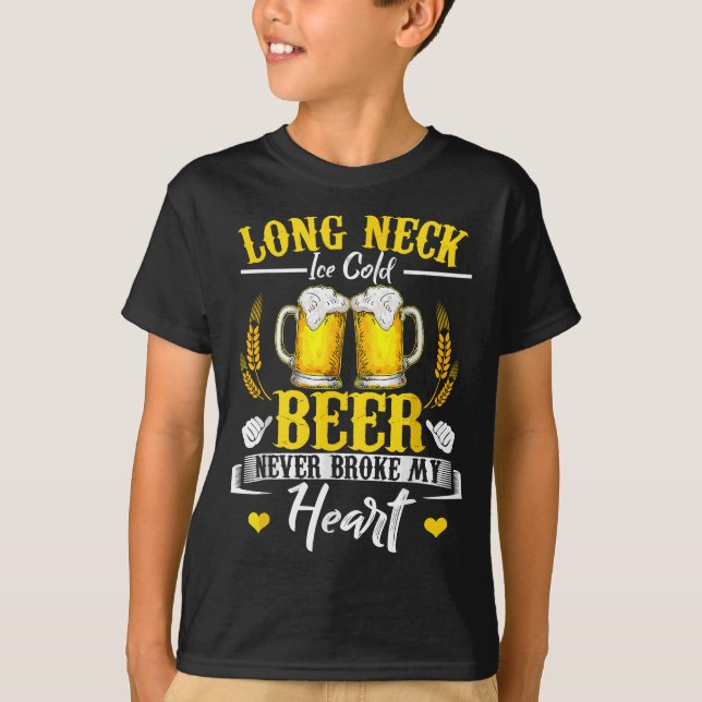 Long Neck Ice Cold Beer Brot nie mein Herz T-Shirt (Vorderseite)