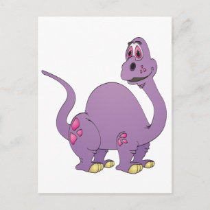 Long Neck Lila Dinosaur Cartoon Postkarte