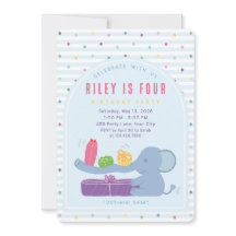 Long-Nosed Elephant & Gifts Birthday Invitation