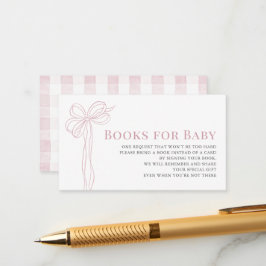 Long Pink Bow Ribbon Girl Baby Shower Book Request Begleitkarte