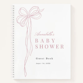 Long Pink Bow Ribbon Girl Baby Shower Guest Book Notizbuch