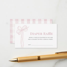 Long Pink Bow Ribbon Girl Diaper Raffle Ticket Begleitkarte