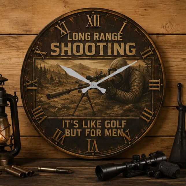 Long Range Shooting Precision Marksman Rustic  Große Wanduhr (Von Creator hochgeladen)